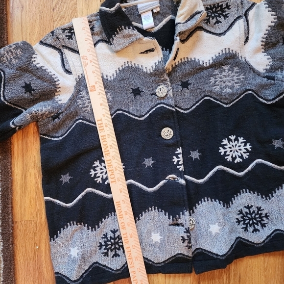 Vintage Coldwater creek tapestry jacket blazer size xl Nordic snowflake scandi - Picture 8 of 9